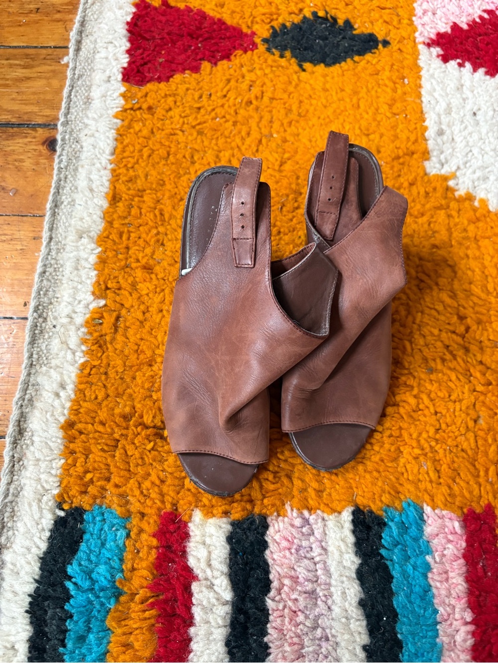 Ralph Lauren Brown Leather Slingback Sandals